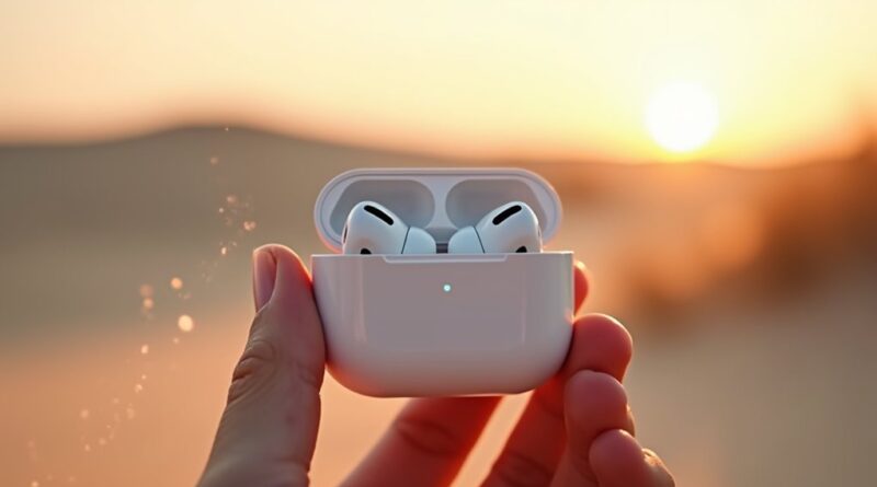 mikrofon AirPods w wietrze